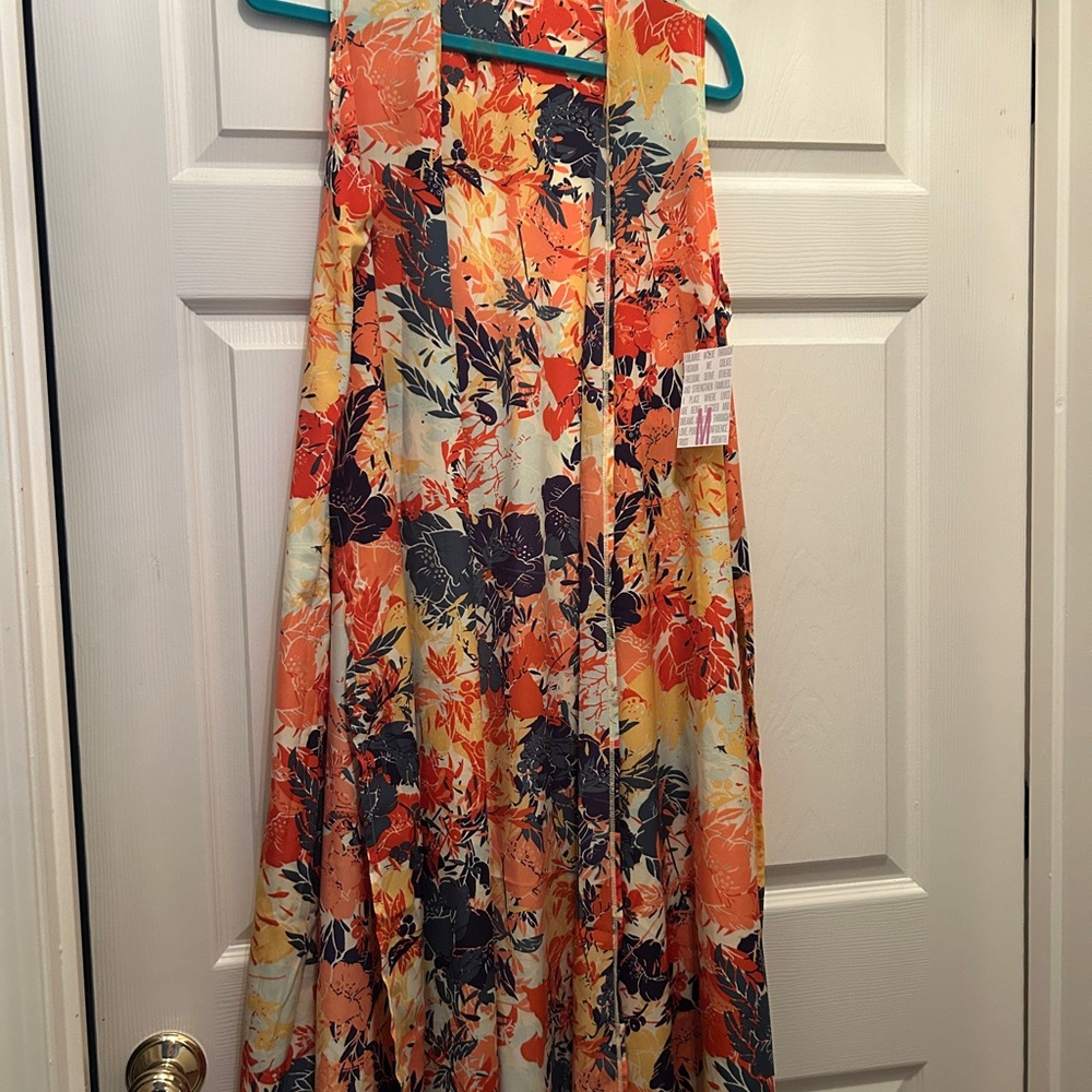 LuLaRoe Floral Sleeveless Top - Orange, Blue, Cream